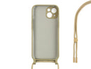 Rixus For iPhone 13 Mini TPU Necklace Cord Cover Gold