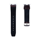 For Apple Watch 42mm, 44mm, 45mm, 49mm Silicone and Leather Band Glossy Dark Brown Retail Box