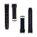 For Apple Watch 42mm, 44mm, 45mm, 49mm Silicone and Leather Band Alligator Grain Black Retail Box
