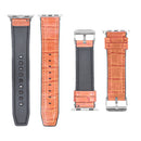 For Apple Watch 38mm, 40mm, 41mm Silicone and Leather Band Alligator Grain Light Brown Retail Box