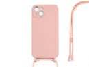 Rixus For iPhone 13 Mini TPU Necklace Cord Cover Pink