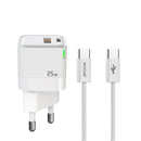Rixus RXHC11 25W Wall Charger Kit With USB C to USB C Cable 100CM